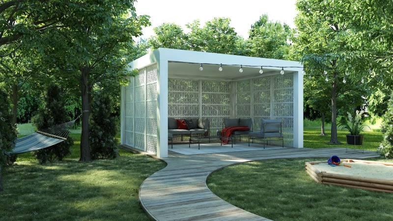 Pergola aluminium coloris blanc